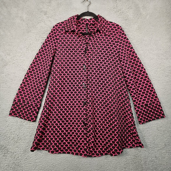 IC by Connie K Tunic Top Womens L Button Textured Vibrant Boutique Art To Wear - Picture 2 of 12